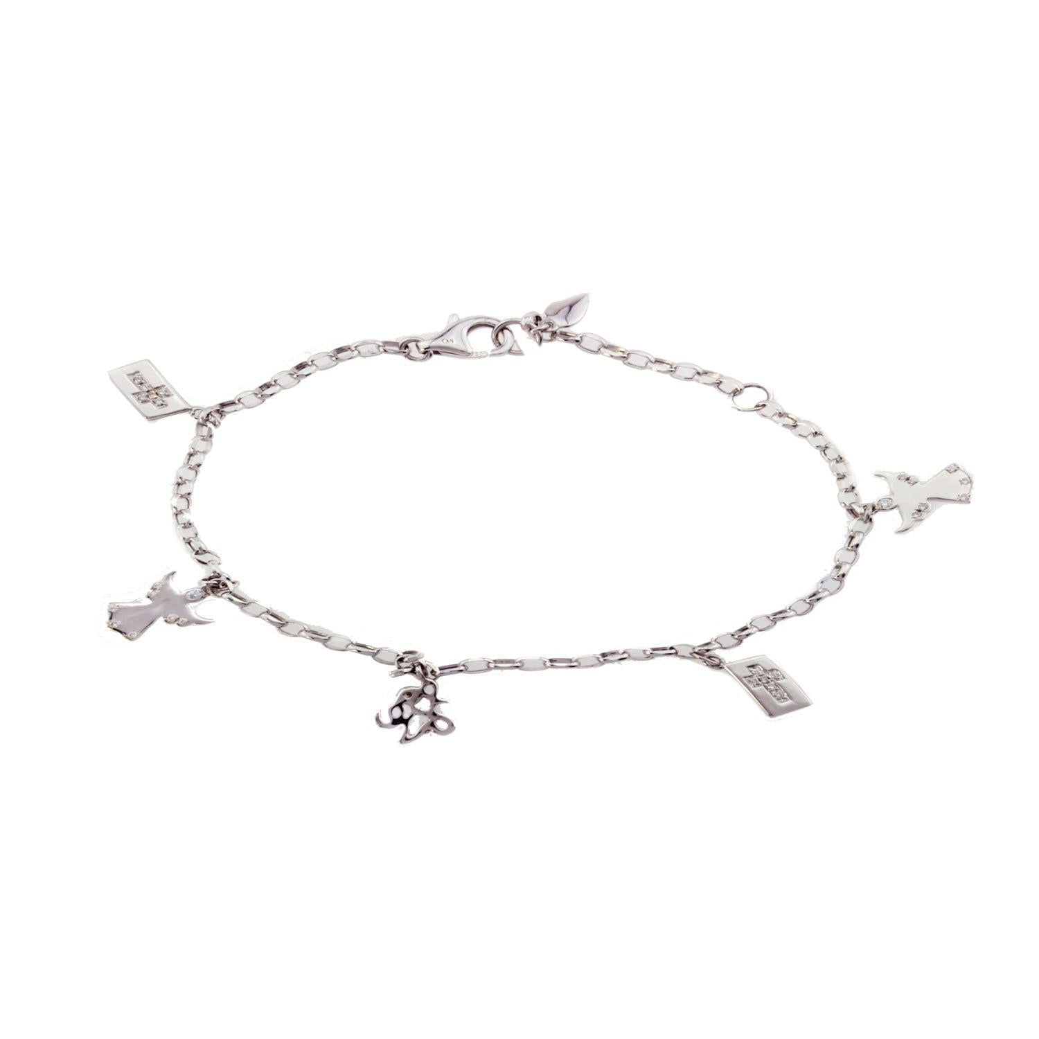 Ladies Diamond Charm Bracelet with Angel Charms