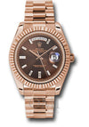 Rolex Day-Date 228235 40MM Chocolate Baguette Diamond Dial With Rose Gold President Bracelet