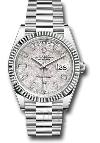 Rolex Day-Date 228239 40MM Meteorite Dial With White Gold President Bracelet