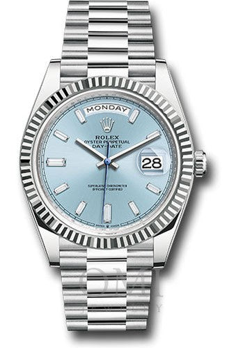 Rolex 228236 40MM Ice Blue Baguette Diamond Dial With Platinu - Jewelry