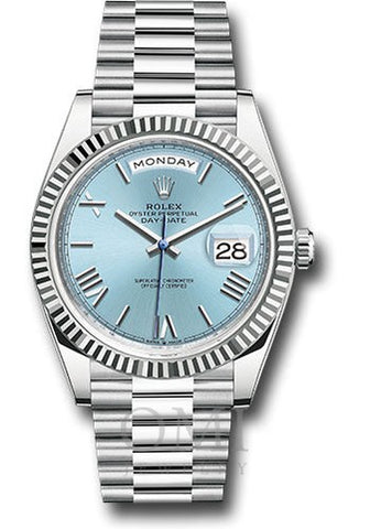 Rolex Day-Date 228236 40MM Ice Blue Dial With Platinum - OMI Jewelry