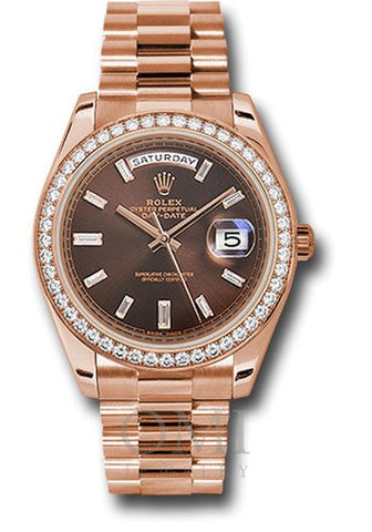 Rolex Day-Date 228345RBR 40MM Chocolate Baguette Diamond Dial With Diamond Bezel