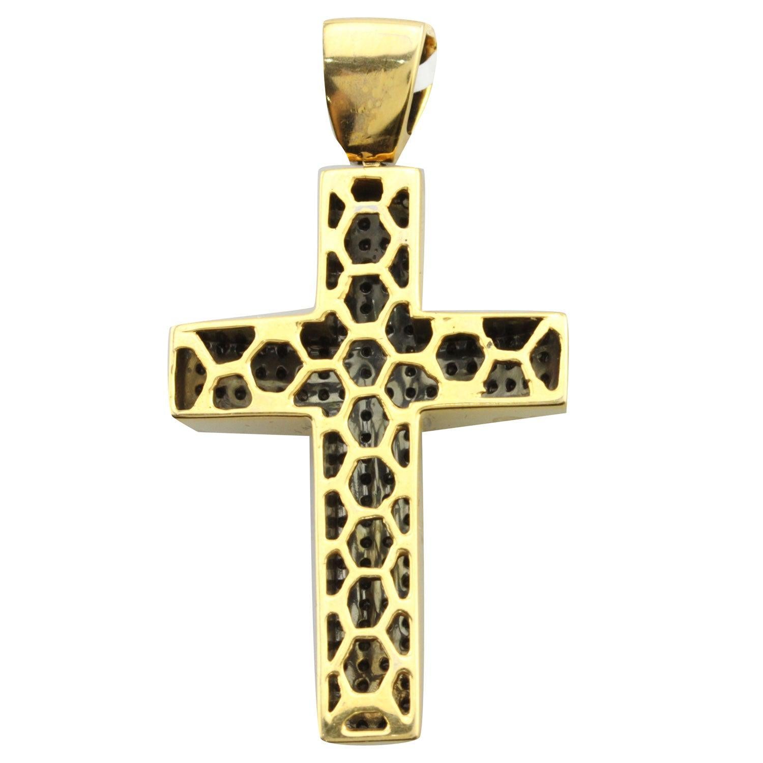 Unisex Black Gold Cross with Black Diamonds