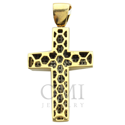 Unisex Black Gold Cross with Black Diamonds