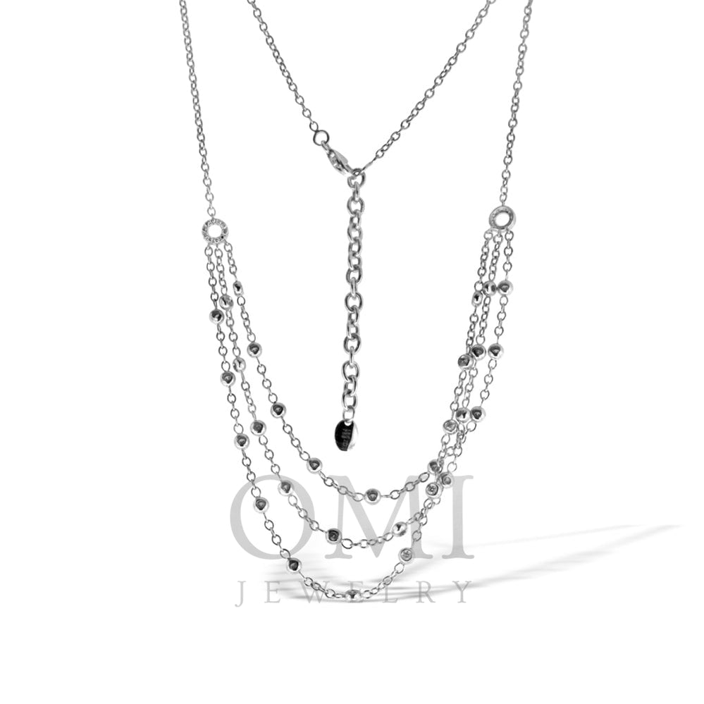 18K White Gold Multi-Strand Necklace with Diamonds 1.00CT