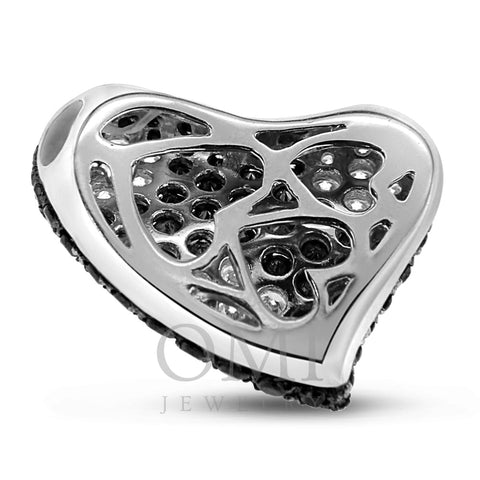 Black Diamond Heart Pendant with White Diamonds
