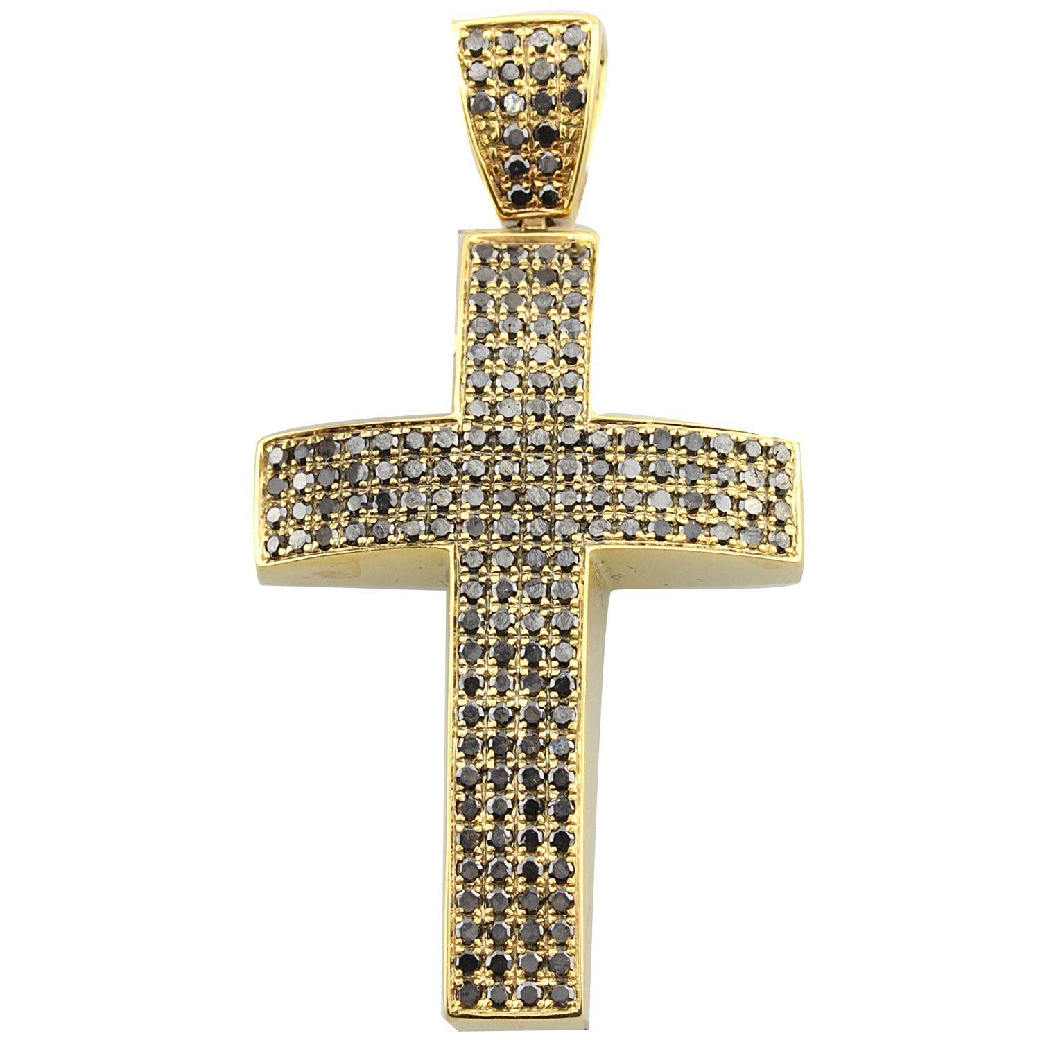 Unisex Black Gold Cross with Black Diamonds