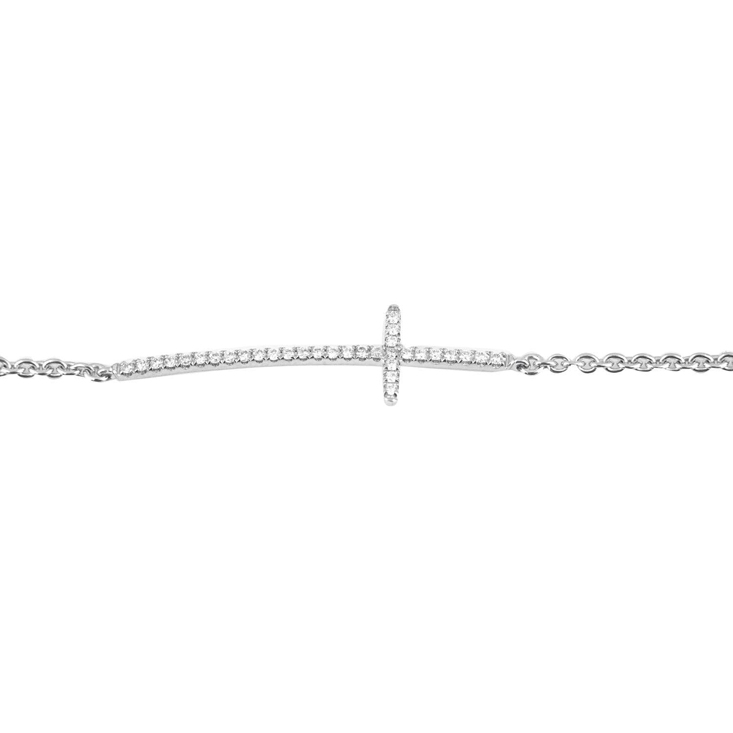 Ladies Diamond Side Way Cross Bracelet