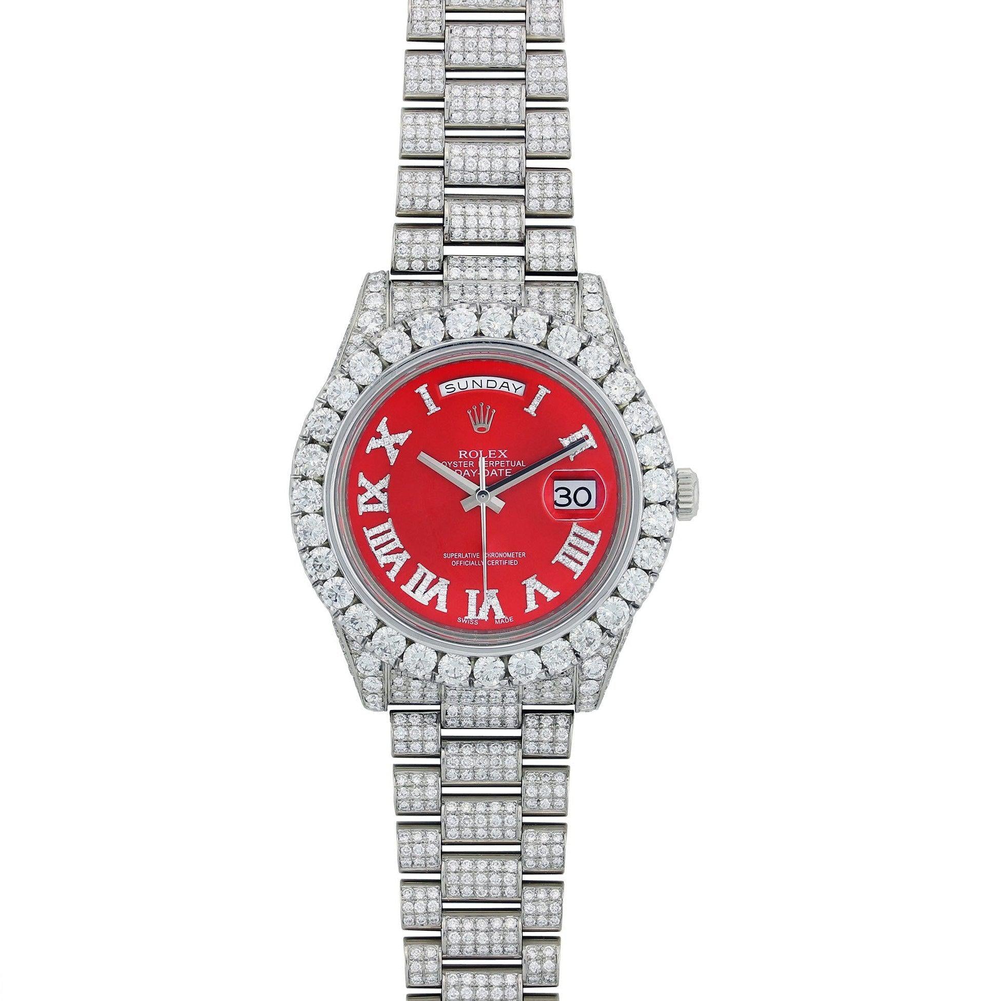 Iced out rolex red Clearance