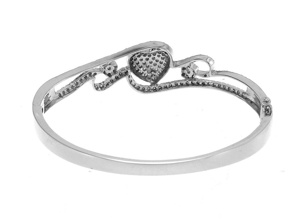 14K GOLD ROUND CUT DIAMONDS HEART BRACELET 2.00 CT