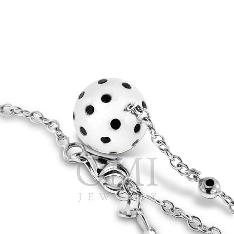 18K White Gold Ball Necklace with Black Diamonds