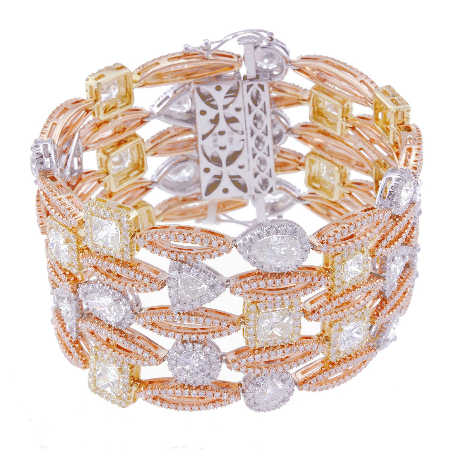 Ladies Fancy Tennis Bracelet with Yellow and White Diamonds