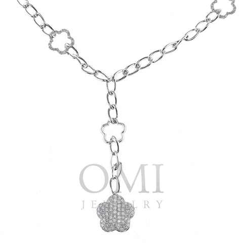 18K White Gold Chain with Diamonds and Star Pendant 1.43CT