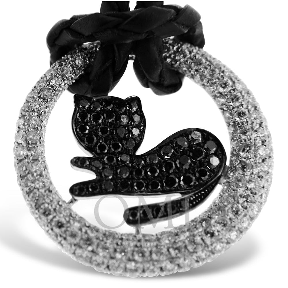 18K White Gold Black Cat Diamond Pendant With A Total Of 3.00CT