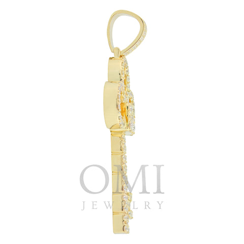 Yellow Gold Key Pendant with Diamonds
