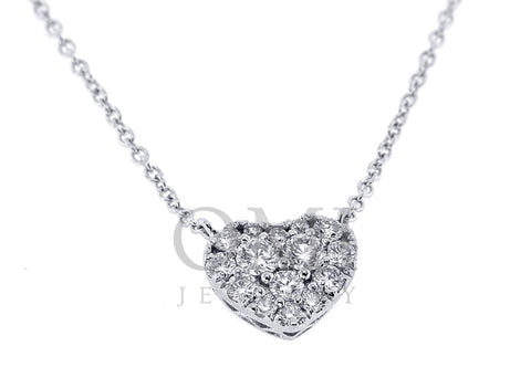 18K White Gold Diamond Heart Necklace With 0.50CT