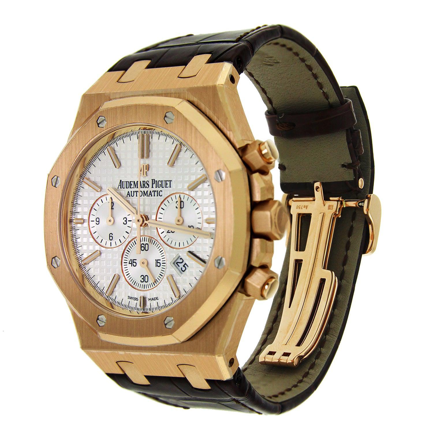 Audemars Piguet Royal Oak Chronograph White Dial with Brown Leather Strap 26320OR.OO.D088CR.01