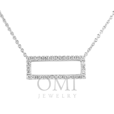 18K White Gold Diamond Rectangle Pendant with Chain 0.26CT