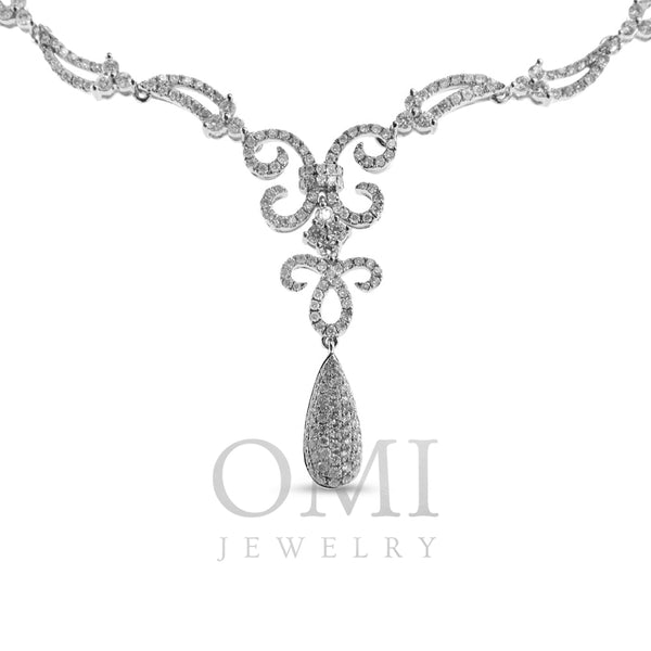 18K White Gold Necklace with Round Cut Diamonds 4.00CT
