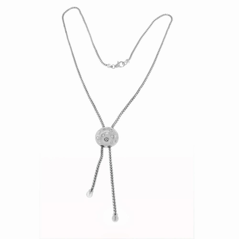 14K White Gold Diamond Ball Necklace With 0.26CT