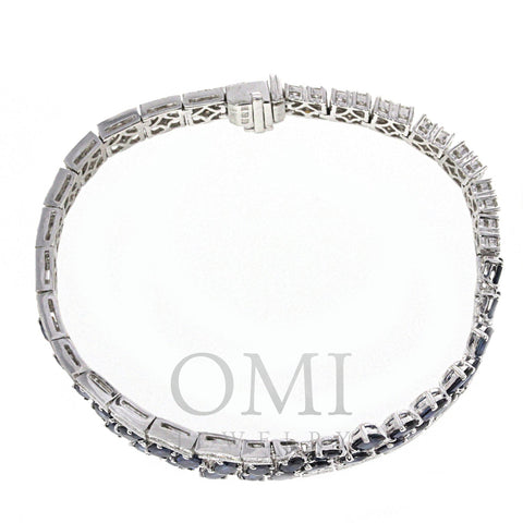18K White Gold Diamond and Sapphire Gemstone Bracelet 8.94 CTW