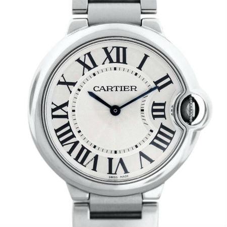 Cartier Ballon Bleu 36MM W69011Z4 / 3005 Silver Roman Dial Stainless Steel Bracelet
