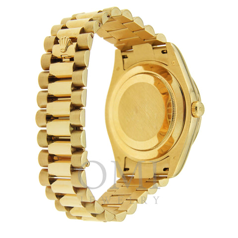 18K Yellow Gold Rolex Diamond Watch, Day Date II 41mm, Champagne Diamond Dial & 5CT Diamond Bezel
