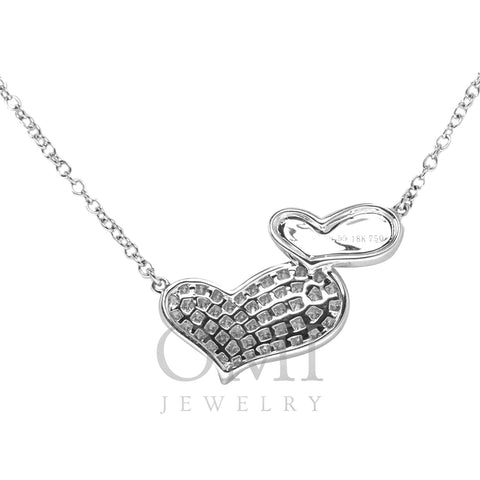 18K White gold Double Heart Diamond Pendant with Chain 0.54CT