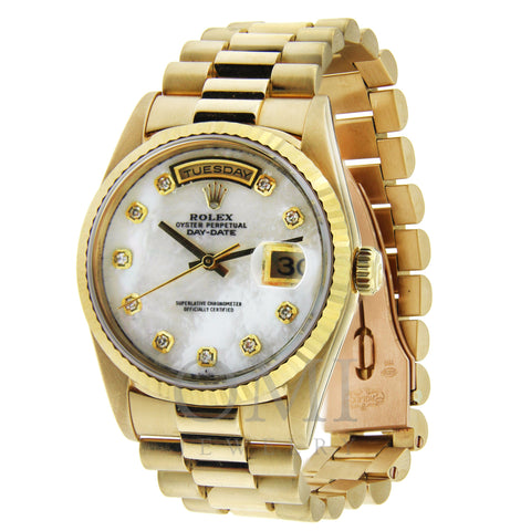Rolex Day Date Diamond Watch, 36mm, 18K Yellow GoldMother of Pearl Diamond Dial