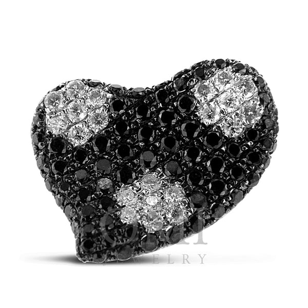 Black Diamond Heart Pendant with White Diamonds