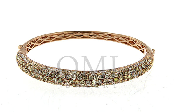 18K Rose Gold Bracelet with White and Yellow Round Diamonds 7.00CT