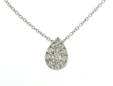 18K White Gold Pear Shaped Diamond Necklace 0.50CT