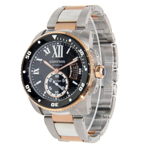 Cartier Calibre Two Tone Stainless Steel Rose Gold 42mm OMI Jewelry