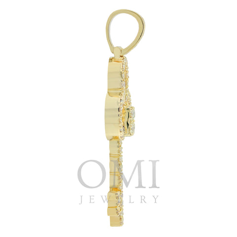 Yellow Gold Key Pendant with Diamonds Small