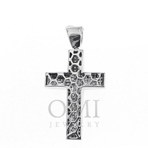 Unisex White Gold Cross with Black and White Diamonds