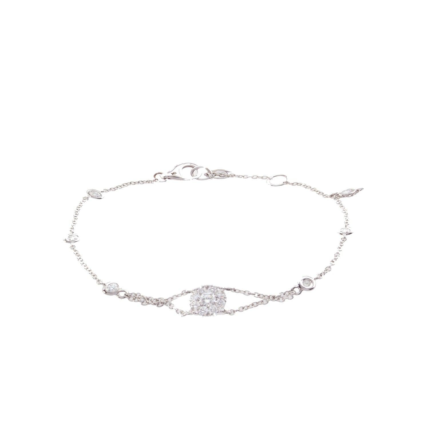 Ladies Chain Bracelet with Cluster Diamond Center