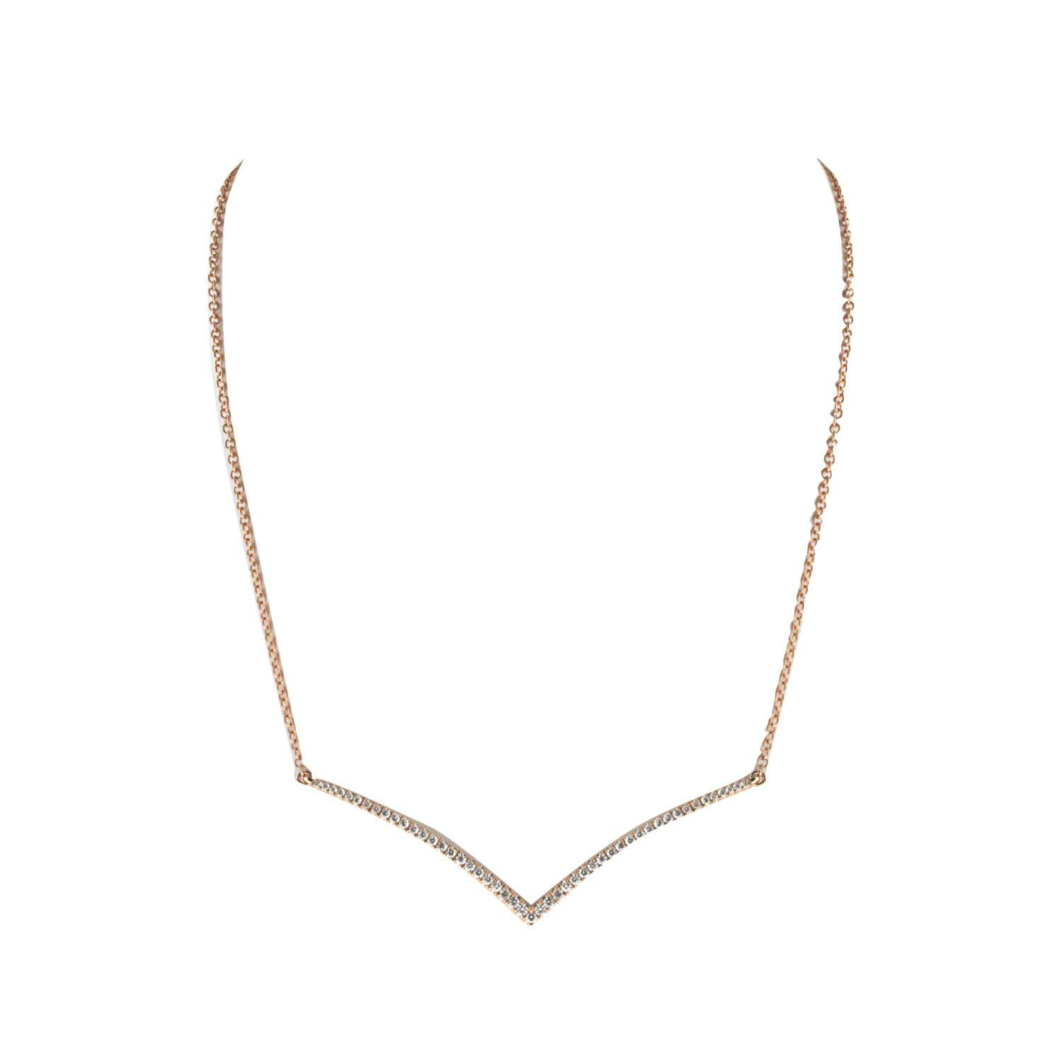 Ladies Diamond Chevron Pendant with Chain