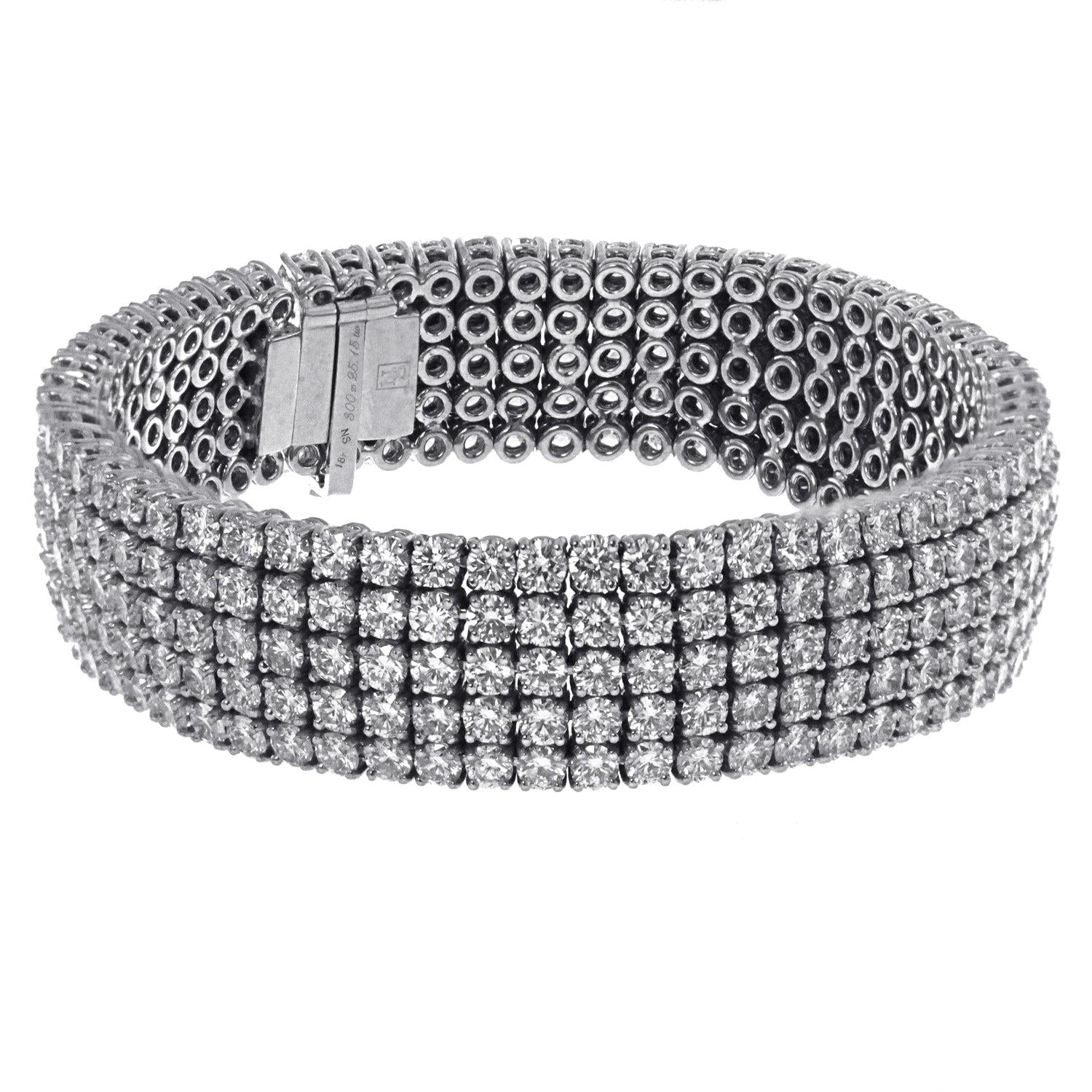 Men's Diamond Bracelet with Five Row Diamonds OMI Jewelry