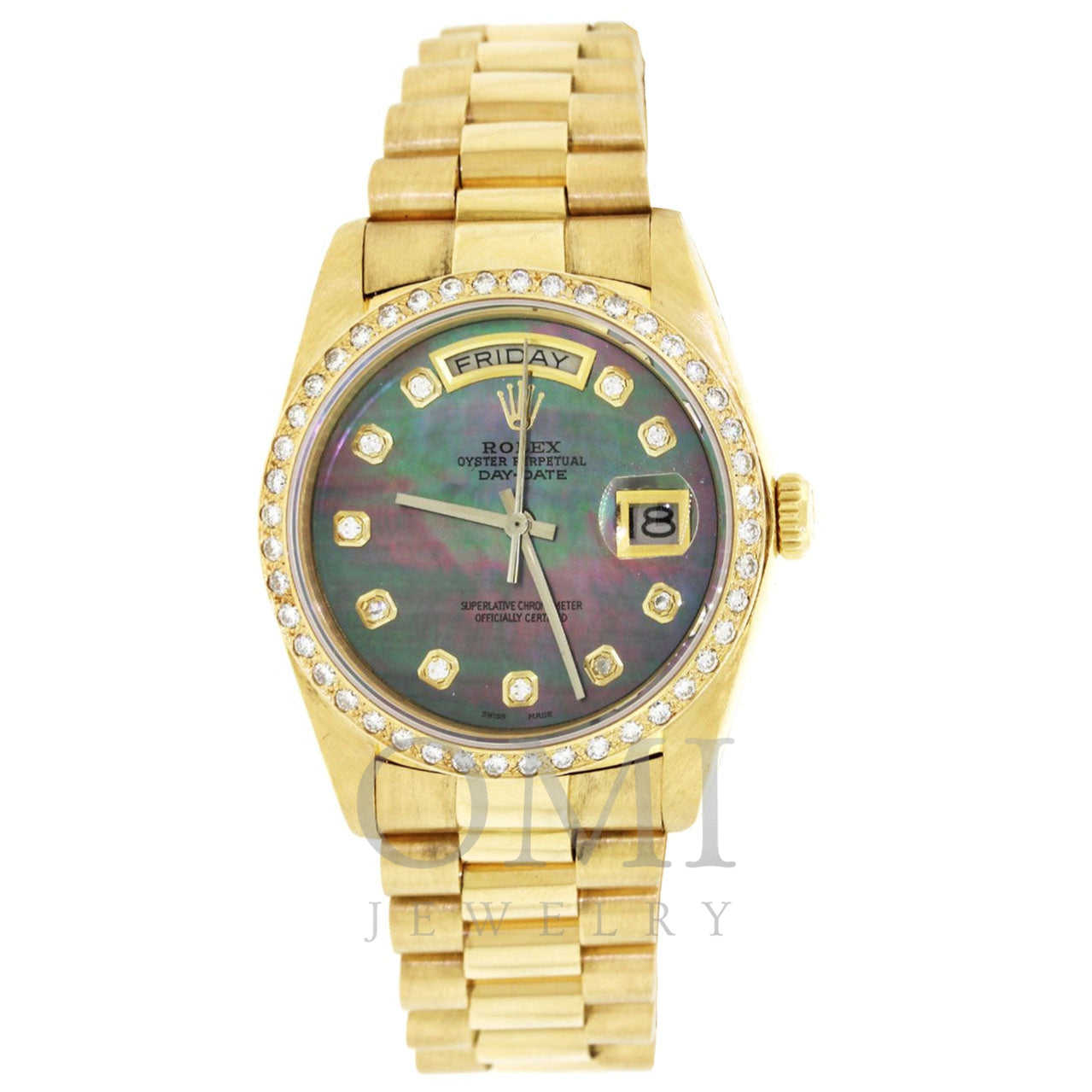 den første her Finde sig i 18K Yellow Gold Rolex Diamond Watch, Day Date President 36mm, Mother O -  OMI Jewelry