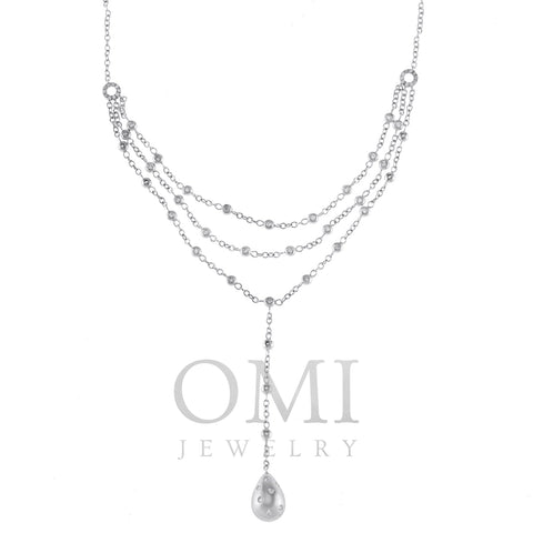 18K White Gold Multi-Layer Diamond by the Yard Chain with Tear Drop 1.23CT