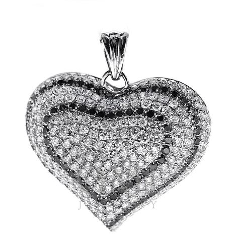 Ladies Black and White Diamond Heart Pendant
