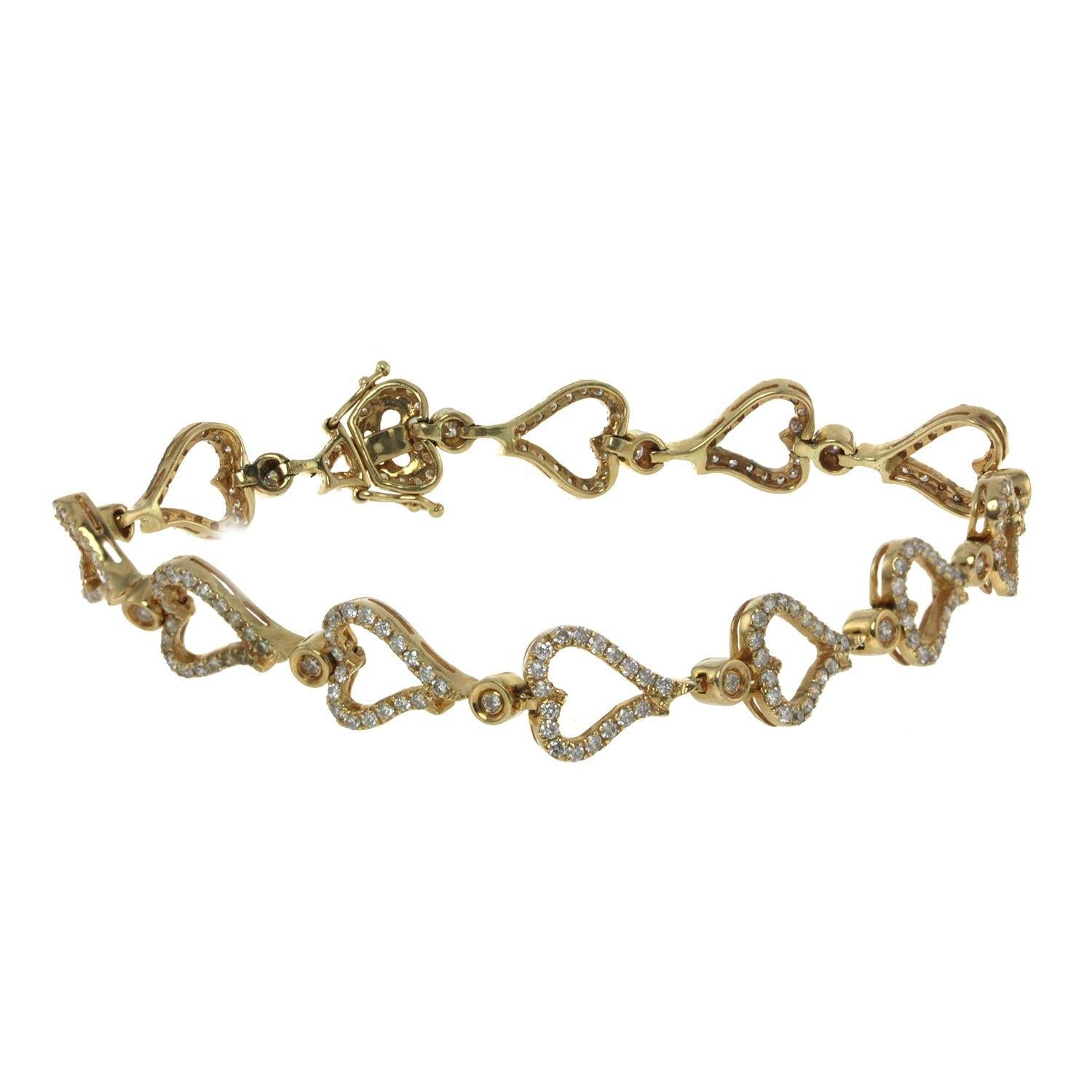 White Gold Diamond Heart Tennis Bracelet