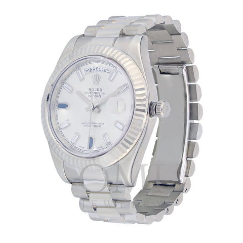 Rolex Day Date II 218239 41MM Silver Dial With White Gold Presidential Bracelet