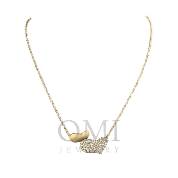 Ladies Double Heart Diamond Pendant with Chain