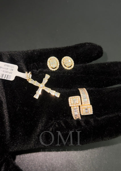 14k 3 piece deal earrings, ring & cross pendant $2,700.00