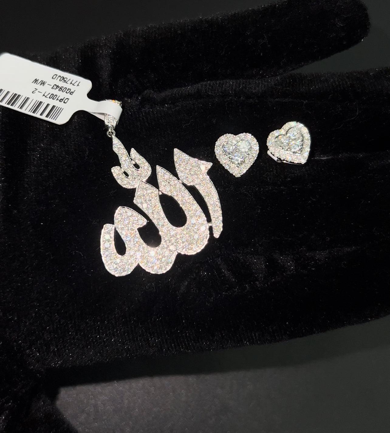 14k white gold 2 piece deal earrings & pendant $2,100.00