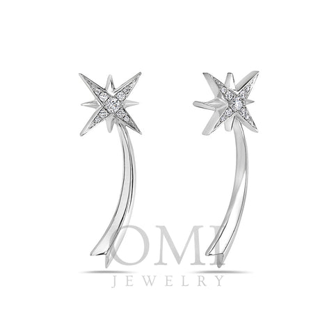 14K White Gold Woman Earrings With Round Shape Diamonds