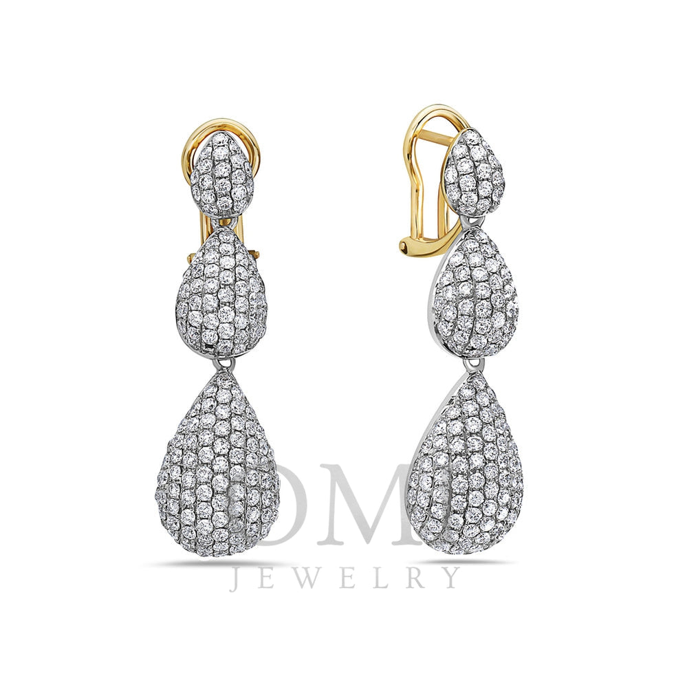 14K Yellow Gold Ladies Earrings With Round Shaped Diamonds