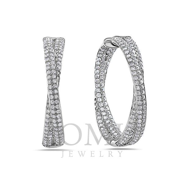 14K White Gold Ladies Earrings With 4.99 CT Diamonds