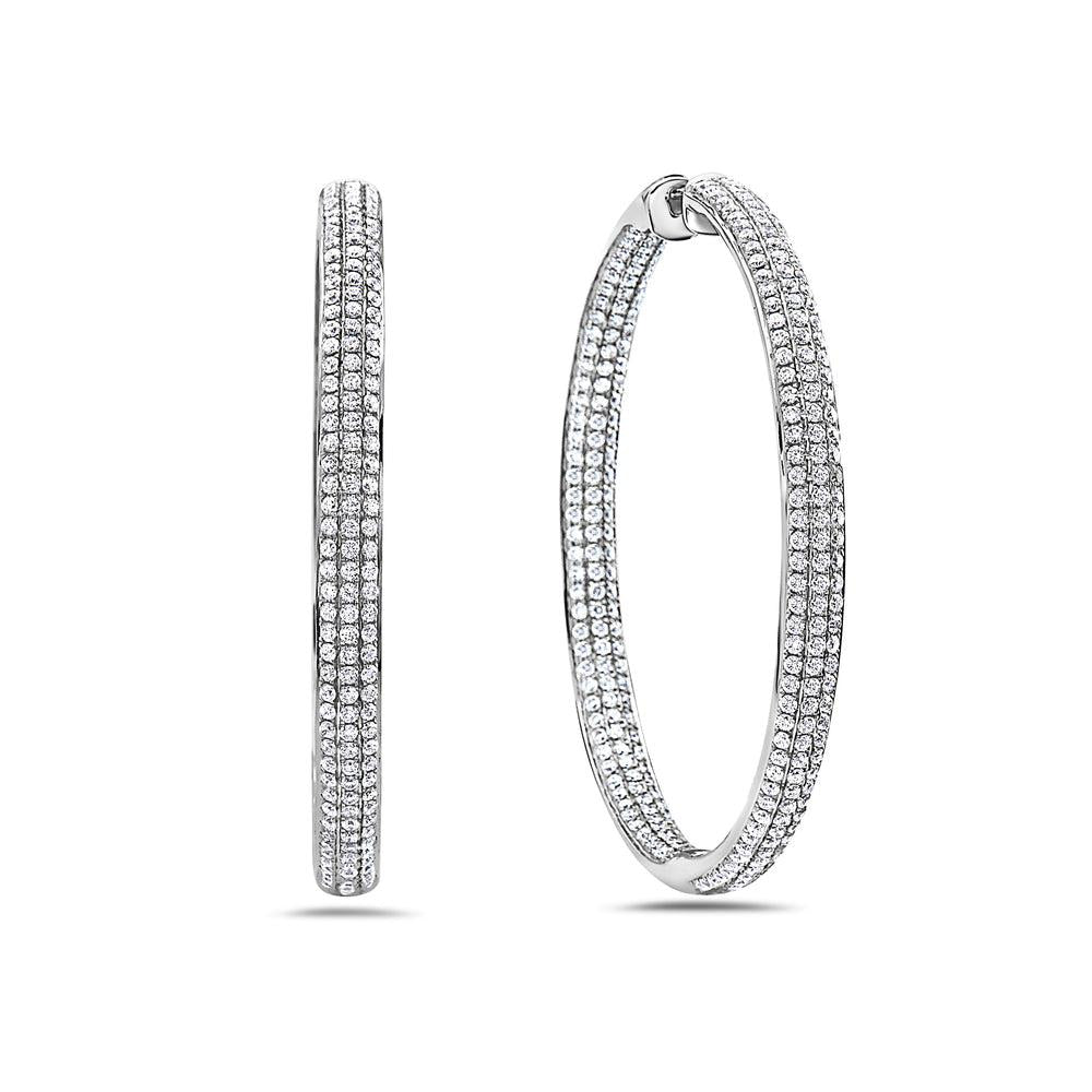 18K White Gold Ladies Earrings With Round Shaped Diamonds